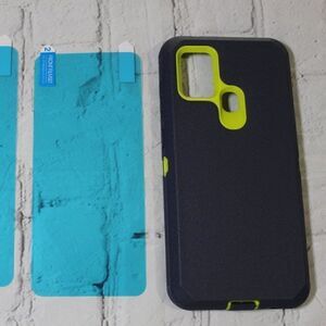 Samsung Galaxy A21s RUGGED Phone Case with Screen Protectors